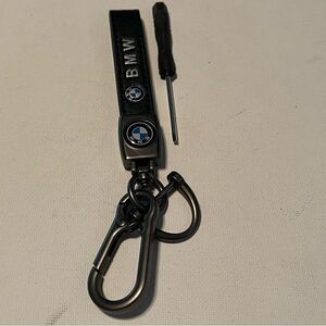 BMW Key Fob Keychain in Black Leather NWT